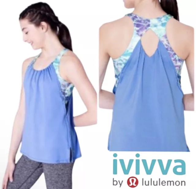 Ivivva Lululemon Twist and Flow Blue Tank Top Active Workout Girls 12