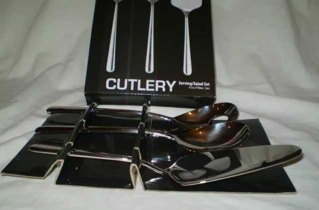 New Boxed Quality Sola Swiss Switzerland Stainless Steel 3 Pce Serving/Salad Set 2