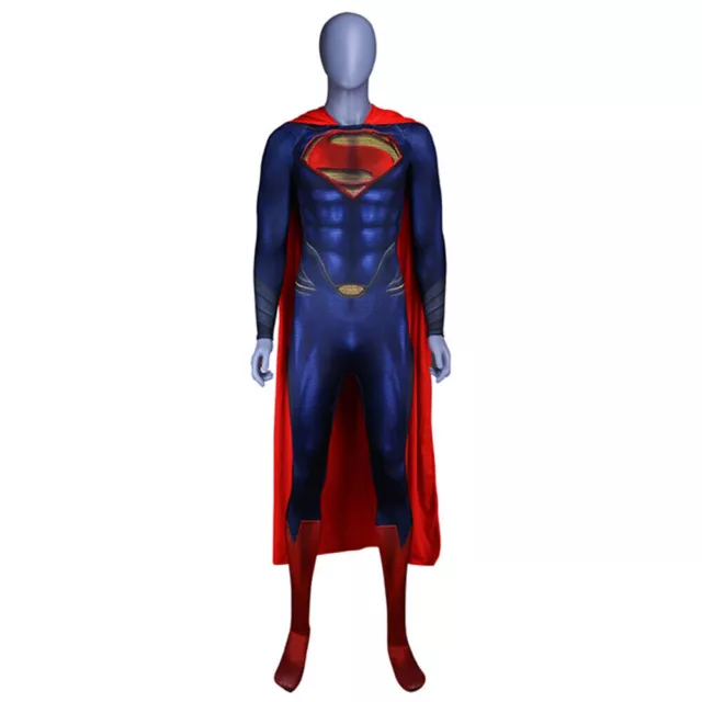 Superman Man of Steel Clark Kent Outfit Jumpsuit Costume Cosplay Halloween Props