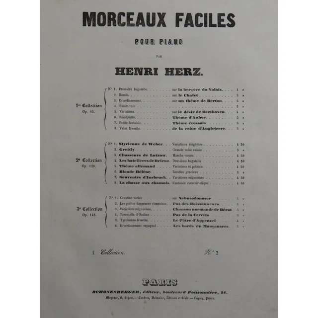 HERZ Henri Sur le Chalet Rondo op 85 No 2 Piano ca1840