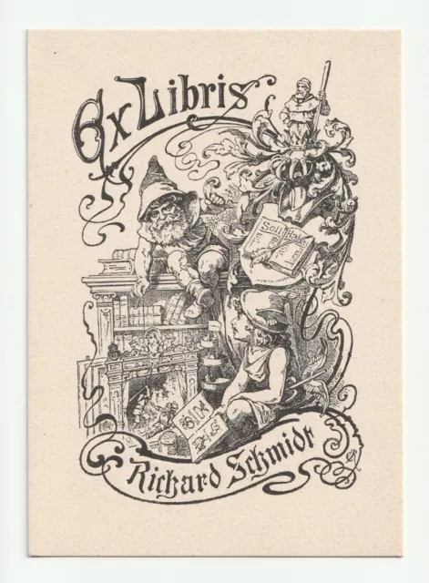 KARL RÖMER: Exlibris für Richard Schmidt, Zwerg, Merkur, Buchhaltung