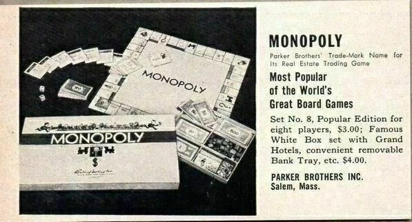 1952 Magazine Print Ad Monopoly Board Game Parker Brothers Salem,MA