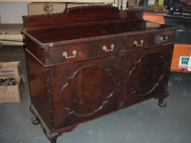 Attractive Large Antique Mahogany Sideboard, With Cupboards  + Drawers