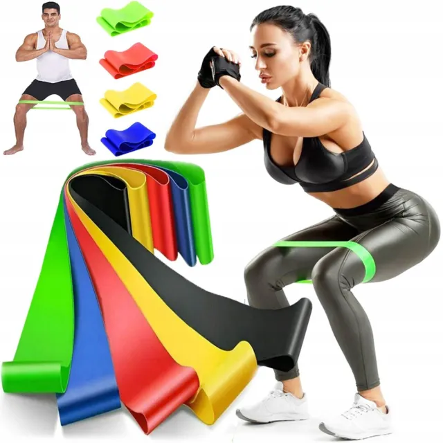 Fitness 5er Set Fitnessbänder Sport Widerstandsband Yoga  Gymnastikband Crossfit