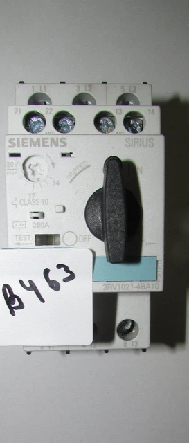 SIEMENS SIRIUS 3RV1021-4BA10 Motorschutzschalter 20 A (B463) EUR 14,00 ...