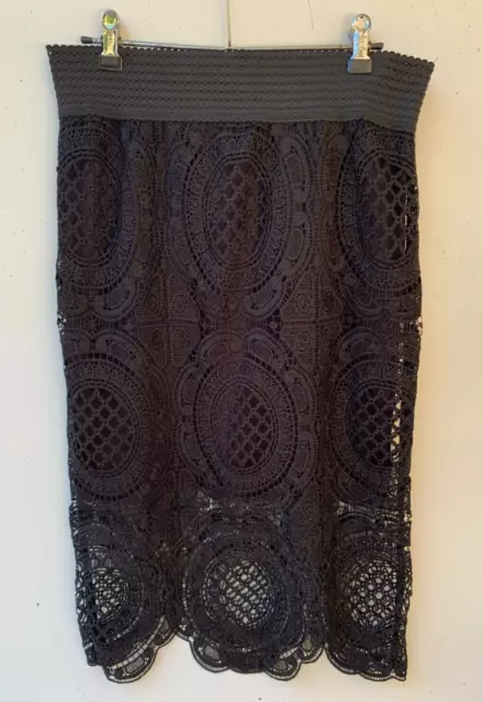 NOW Womens 90s Y2K Lace Style Boho Straight Midi Skirt Size 14