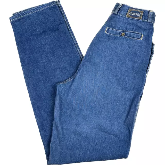 Faberge 80's High Waisted Ladies Pant Cut Stud Pocket Jeans - Suit Size 8/9