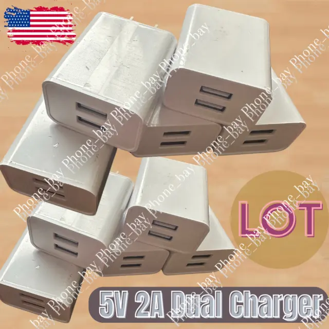 USB Charger Wall Plug Charger Dual Block Adapter Cube For iPhone/Samsung/LG Lot