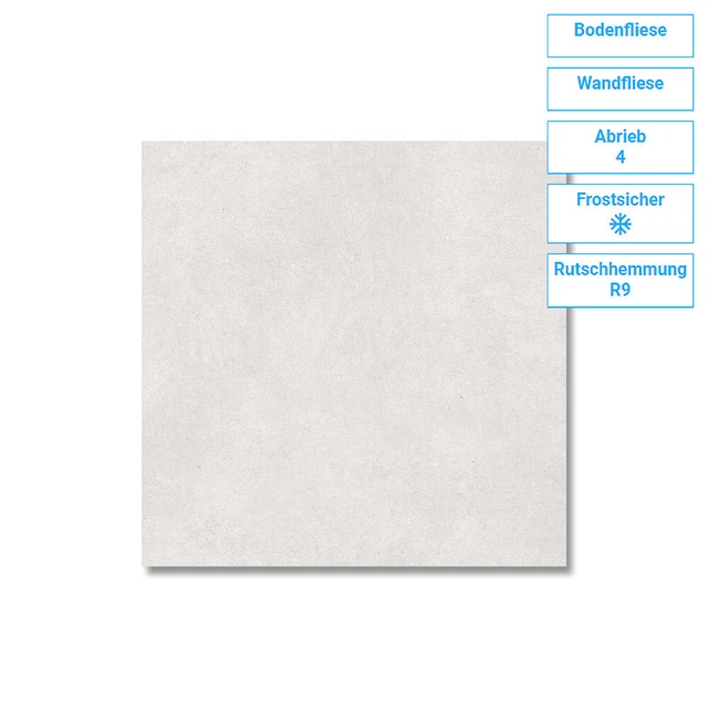 Fliese Wand Boden Zement Matt Frostsicher Fußbodenheizung 1,44QM 60x60 9mm R9/A