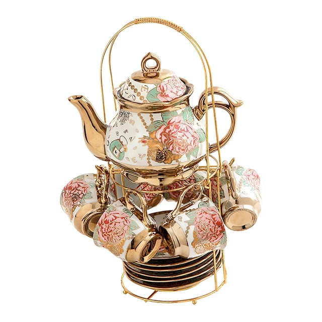 Ensemble de tasses et soucoupes en céramique Tasses à thé florales avec