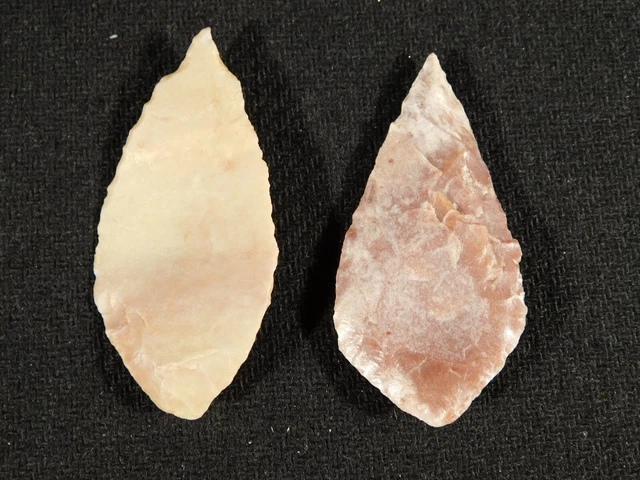 TWO! Ancient LANCEOLATE  Form Arrowheads or Flint Artifacts Niger 1.57