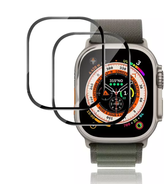 2X 3D Schutzglas für Apple Watch Ultra 2 / Ultra 49 mm Panzerfolie Display Full