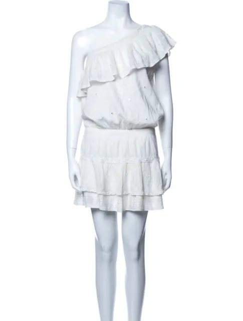 Joie Women’s Eyelet Cotton One Shoulder Ruffled Mini Dress Size XS