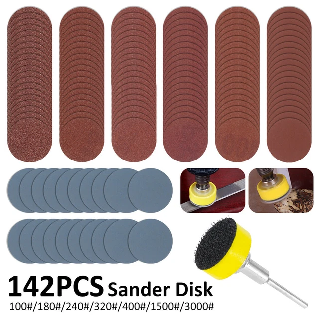 142PCS 25MM 1& Sanding Discs 1003000 Mixed Grit Orbital Sander Pads
