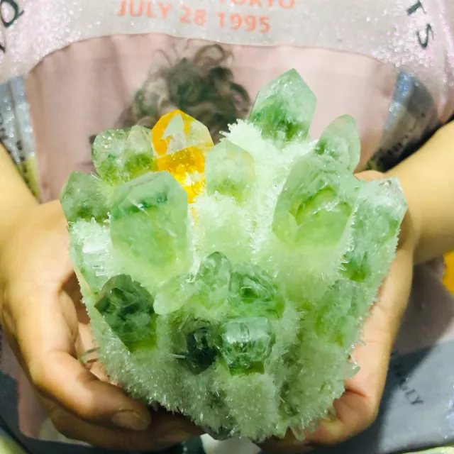 1230G New Find Green Phantom Quartz Crystal Cluster Mineral Specimen Healing