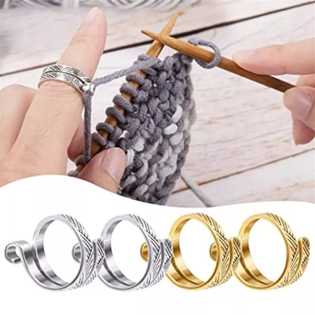 1X Knitting Loop Crochet Finger Wear Thimble Open Finger Ring Sewing  Accessories