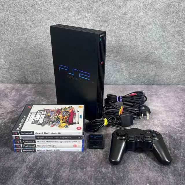 Sony PlayStation 2 PS2 Black PAL Console + Game Bundle - Tested & Working ✅