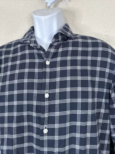 Bonobos Tailored Slim Fit Men Size M Dark Blue Check Plaid Button Up Shirt 3