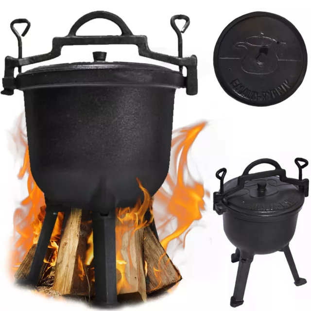 Gusseisen Kessel Bräter Feuerkessel Feuertopf Kochtopf Lagerfeuer Dutch Oven 10L