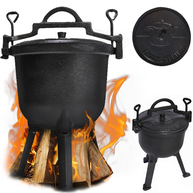 Gusseisen Kessel Emaille Feuerkessel Feuertopf Kochtopf Camping Dutch Oven 8L