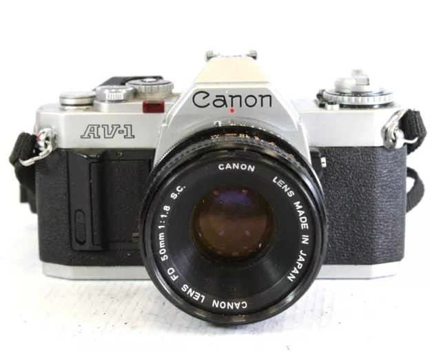 CANON AV-1 SLR Camera With Canon 50mm f/1.8 S.C. FD Mount Prime Lens - S77