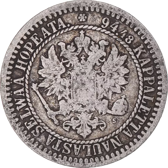 [#1172917] Monnaie, Finlande, Alexander II, Markka, 1865, Helsinki, B+, Argent,