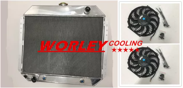 3Row Aluminum Radiator+fans For 1972-1979 FORD F-350 PICKUP F 350 72 73 74 75 76