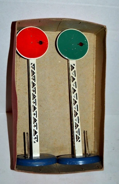 Signal Ferroviaire Hornby échelle O - 4 Feux Bleu - Métal Blanc 1959 - Neuf
