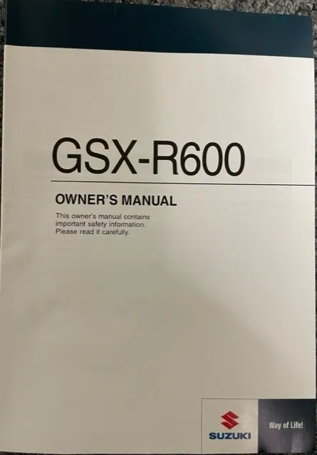 Suzuki GSXR600 owner's manual
