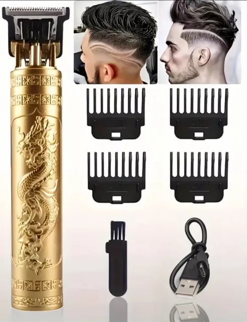 Tagliacapelli Professionale Trimmer Regola Barba Elettrico Ricaricabile Usb Oro