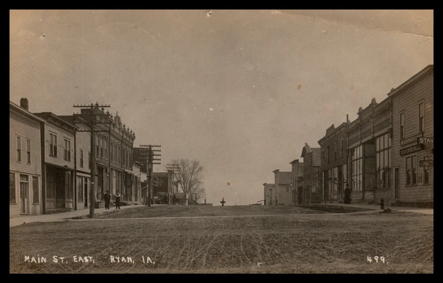 RPPC Early 1900's Main Street East Ryan Iowa Postcard McCormick Store Front