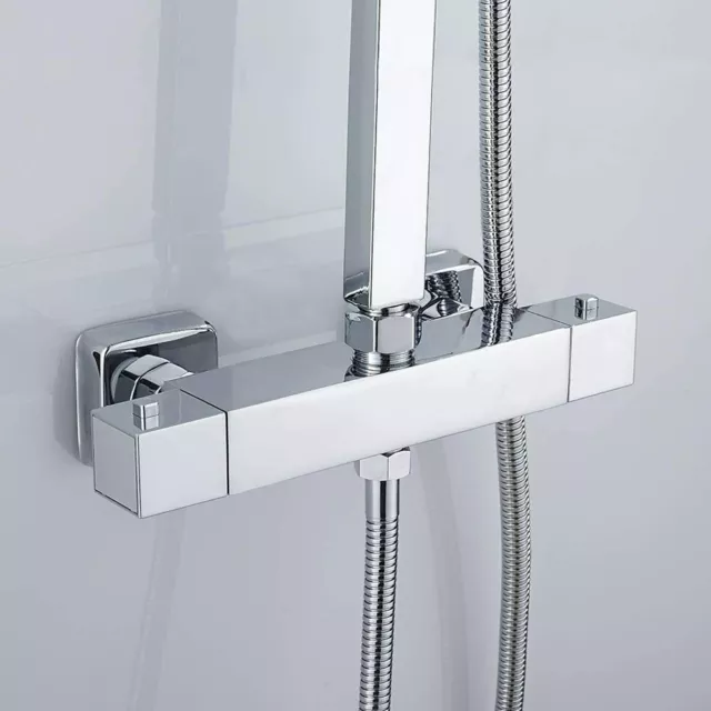 Bathroom Thermostatic Shower Mixer Diverter Bar Valve Tap Twin Outlet Chrome