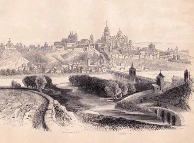 Gravure XIXe Salamanque Salamanca Castille et Leon Vieille Castille España 1848