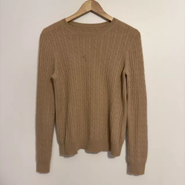 Brooks Brothers Sweater Womens Small Brown 100% Italian Cashmere Cable Knit