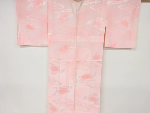 6692410: Japanese Kimono / Vintage Hitoe Juban / Woven Cloud & Floral Plants