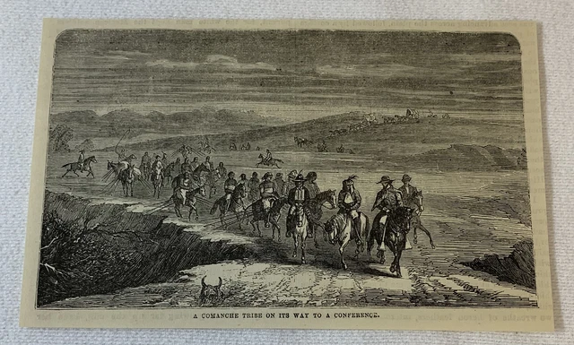 1882 Rivista Incisione ~ Comanche Tribe On Its Way a Una Conferenza