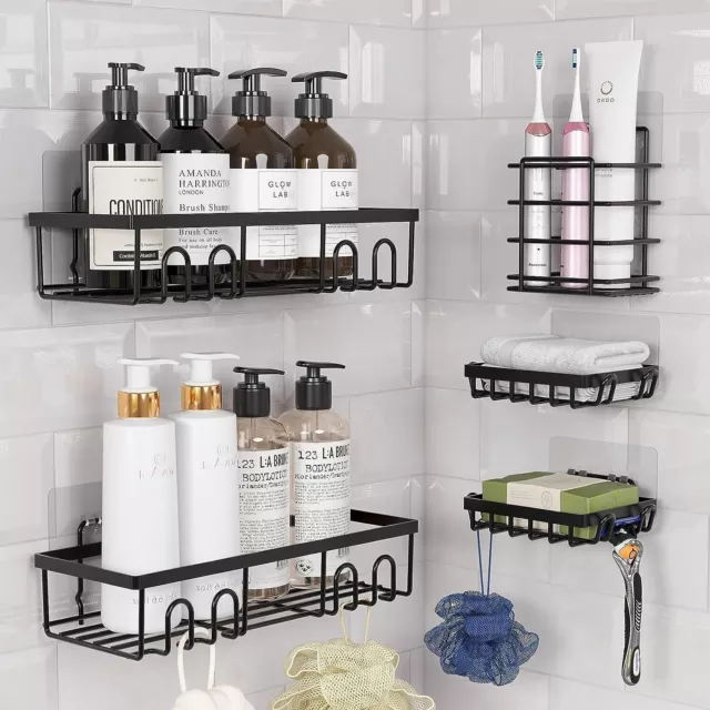 5 Pack Bathroom Shower Caddy Shelf Wall Mounted Organizer Rack Storage Holder US