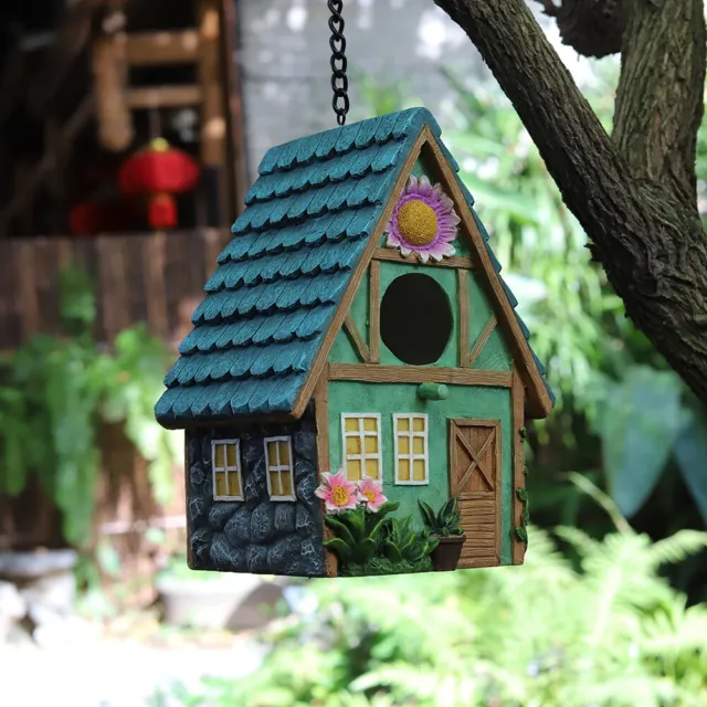 Bird House Log Cabin Bird House Rustic Wood Patio Garden Yard Birdhouse new