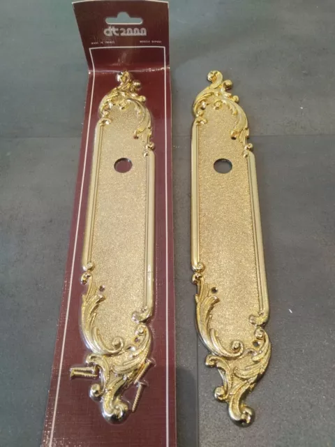 Ancienne Paire de PLaques de Propreté en Métal doré,Porte, Style Louis XV
