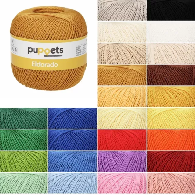 Puppets Eldorado No. 6 Yarn 100% Cotton Crochet Thread Craft 50g Ball