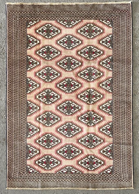 RARE AFGHAN RUG, HAND MADE VINTAGE HIGH KNOT SOFT WOOL CARPET 6'3" x 4'3"