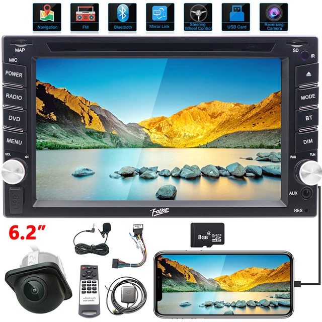 Backup Camera+Mirror GPS Nav Double 2Din Car Stereo Radio DVD Player In Dash MAP
