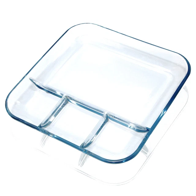 GLASS DIVIDED PLATE with 4 Compartments 1 Piece 10inch Divided Dinner
