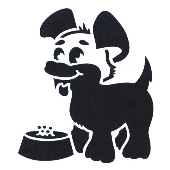 Pochoir chien et sa gamelle réutilisable. Stencil dog and his bowl reusable