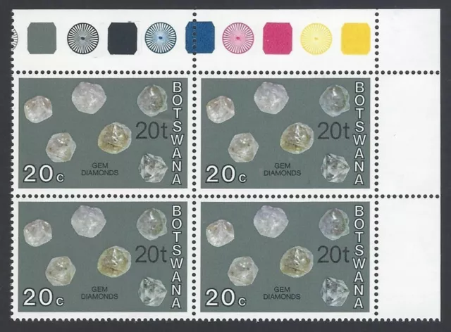 AOP Botswana #163 1976 20c Gem Diamonds block of 4 MNH