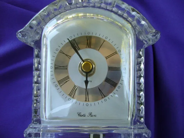 Vintage Castle Reine 24% Crystal Glass Pendulum Clock Works Gr8 New battery!