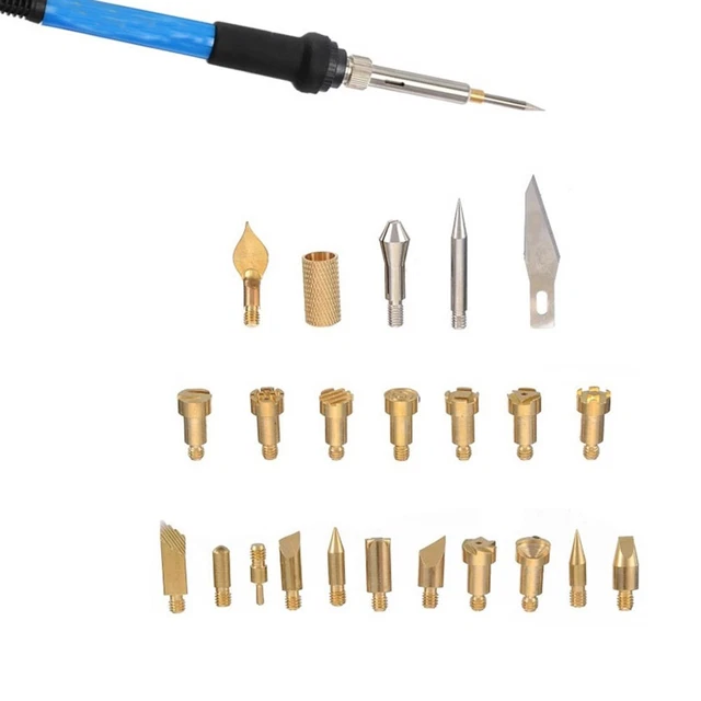 23pcs Electric Soldering Iron Tips Head Wood Burning Pen Art Leather Engraving