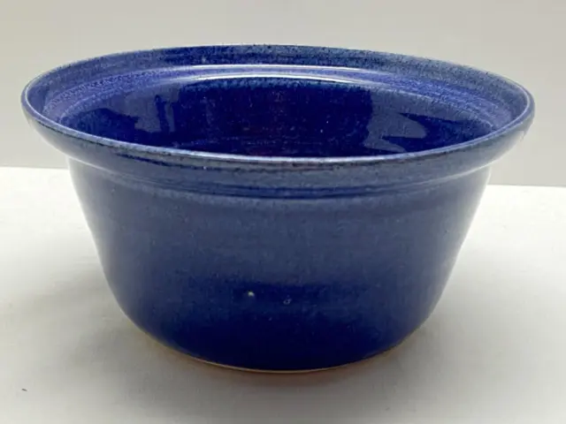 Vintage Cobalt Blue Shelton's Pottery Deep Bowl ~ Signed VC 1990