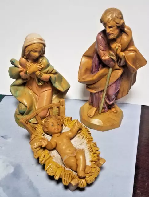 Vtg 1990 Fontanini Depose Italy Four Piece Nativity Set - Mary Joseph Baby Jesus