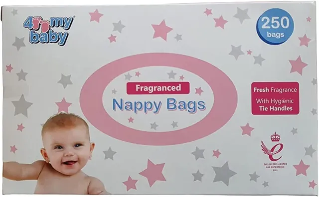 4 My Baby Fragranced Large Disposable Nappy Bags with Tie Handles (250 bags)